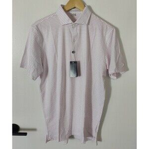 Holderness Bourne Polo Size Medium The Egan Pima Shirt Pink Striped Swiss Re New